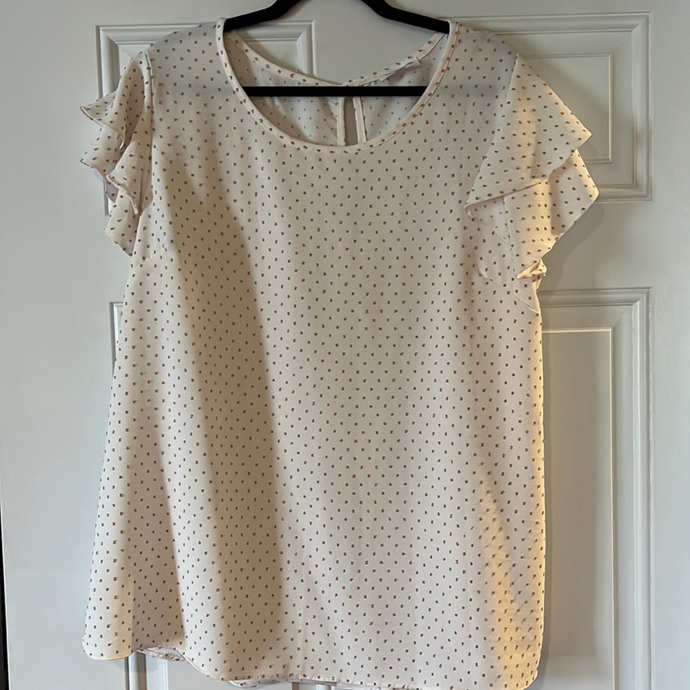 Chic Soul Flutter Sleeve Short Sleeve Top 1XL Plus Size